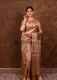 Choclate Brown Pure Banarasi Handloom Kora Tissue Silk Saree