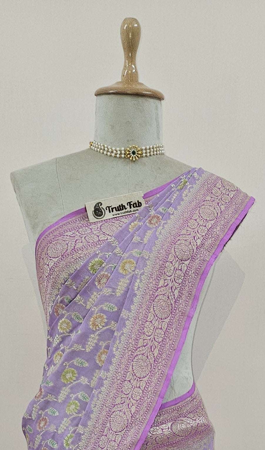 2D Shade Banarasi Handloom Khaddi Georgette Saree- Water Zari - Truth Fab