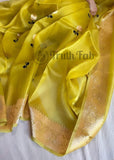 Pear Yellow Pure Banarasi Handloom Kora Silk Saree