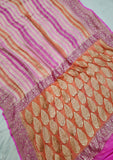 Multi Color Pure Banarasi Handloom Khaddi Georgette Saree- Water Zari