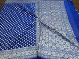 Blue Pure Banarasi Handloom Khadi Georgette  Saree Water Zari