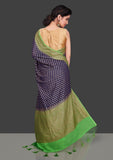 Handloom georgette banarasi saree with antique zari work in deep blue color
