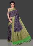 Deep Blue Pure Banarasi Handloom Khaddi Georgette Saree Antique Zari Work Saree