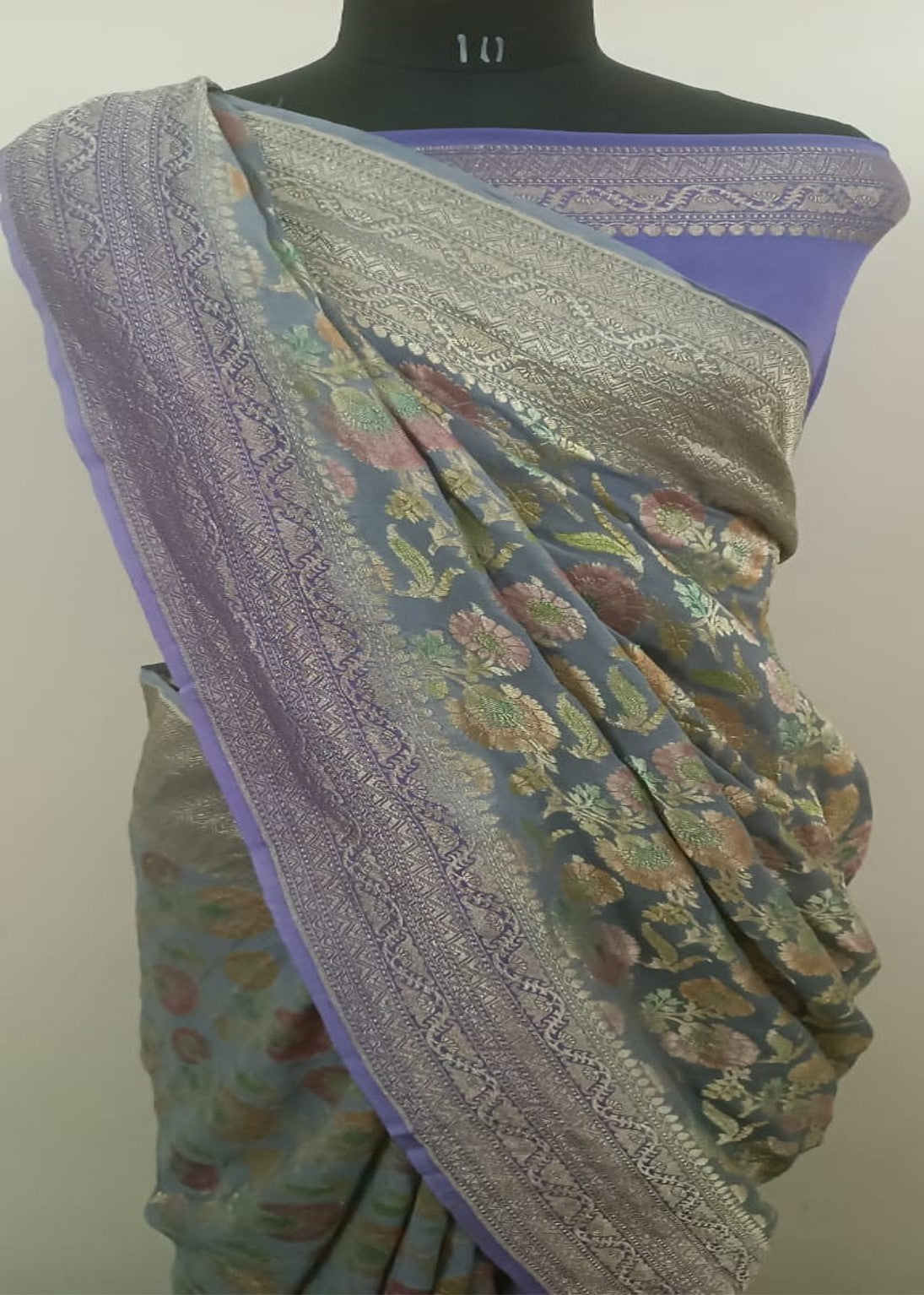 Banarasi Handloom Khaddi Georgette Saree With Water Zari - Sky Blue - Truth Fab