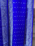 Blue pure handloom chiffon silver zari banarasi dupatta