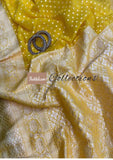 Georgette handloom banarasi water zari work saree in yellow