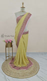 2D shade Khaddi Georgette Banarasi Handloom Saree with Antique Zari Work - Truth Fab