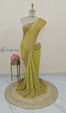  Khaddi Georgette Banarasi Handloom Saree with Antique Zari Work -Yellow Green- Truth Fab