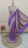Banarasi Handloom Khaddi Georgette Saree With Water Zari - Lilac -Truth Fab