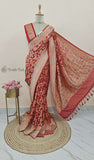 Banarasi Handloom Khaddi Georgette Saree With Water- Blood Red -Truth Fab