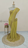 Yellow Green Pure Banarasi Handloom Khaddi Georgette Saree- Antique Zari