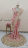 Peach Color Pure Banarasi Handloom Khaddi Georgette Saree- Meenakari Design