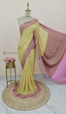 2D shade Khaddi Georgette Banarasi Handloom Saree with Antique Zari Work - Truth Fab