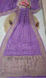 Lilac Color Pure Banarasi Handloom Khaddi Georgette Saree- All Over Sona Rupa Jaal Work