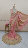 Peach Color Pure Banarasi Handloom Khaddi Georgette Saree- Meenakari Design