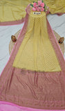 2D shade Khaddi Georgette Banarasi Handloom Saree with Antique Zari Work - Truth Fab