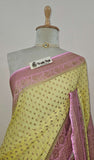 2D shade Khaddi Georgette Banarasi Handloom Saree with Antique Zari Work - Truth Fab