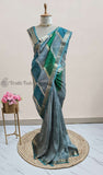Multi Color Pure Banarasi Handloom Kora Silk Saree