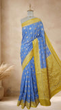 Cornflower Blue Pure Banarasi Handloom Khaddi Georgette Saree- Water Zari