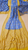 Cornflower Blue Pure Banarasi Handloom Khaddi Georgette Saree- Water Zari