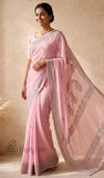 Blush Pink Color Pure Banarasi Handloom Chiffon Saree