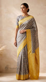 Warm Grey Pure Banarasi Handloom Khaddi Georgette Saree- Water Zari