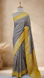 Warm Grey Pure Banarasi Handloom Khaddi Georgette Saree- Water Zari