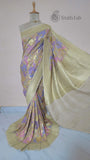 Multicolor Pure Banarasi Handloom Tussar Georgette Saree