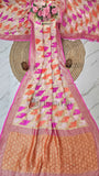 Multi Color Pure Banarasi Handloom Khaddi Georgette Saree- Water Zari