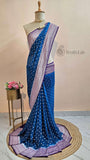 Deep Blue Pure Banarasi Handloom Khaddi Georgette Saree- Water Zari