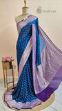Deep Blue Pure Banarasi Handloom Khaddi Georgette Saree- Water Zari