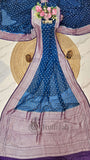 Deep Blue Pure Banarasi Handloom Khaddi Georgette Saree- Water Zari
