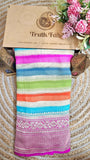 Multi Color Pure Banarasi Handloom Khaddi Georgette Saree- Water Zari