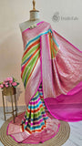 Multi Color Pure Banarasi Handloom Khaddi Georgette Saree- Water Zari