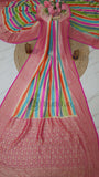 Multi Color Pure Banarasi Handloom Khaddi Georgette Saree- Water Zari