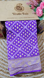 Royal Purple Pure Banarasi Handloom Khaddi Georgette Saree- Water Zari