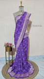 Royal Purple Pure Banarasi Handloom Khaddi Georgette Saree- Water Zari