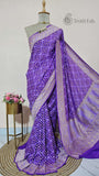 Royal Purple Pure Banarasi Handloom Khaddi Georgette Saree- Water Zari