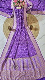 Royal Purple Pure Banarasi Handloom Khaddi Georgette Saree- Water Zari