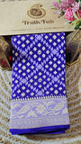 Violet Blue Pure Banarasi Handloom Khaddi Georgette Saree- Water Zari