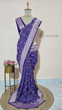 Violet Blue Pure Banarasi Handloom Khaddi Georgette Saree- Water Zari