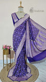 Violet Blue Pure Banarasi Handloom Khaddi Georgette Saree- Water Zari