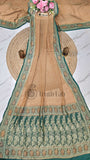 Peach Beige Pure Banarasi Handloom Khaddi Georgette Saree- Antique Zari