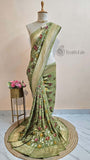 Pista Green Pure Banarasi Handloom Tussar Georgette Saree