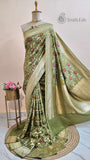 Pista Green Pure Banarasi Handloom Tussar Georgette Saree
