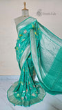 Teal Green Pure Banarasi Handloom Tussar Georgette Saree