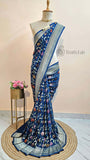 Royal Blue  Pure Banarasi Handloom Tussar Georgette Saree