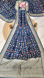 Royal Blue  Pure Banarasi Handloom Tussar Georgette Saree