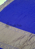 Azure Blue Color Pure Banarasi Handloom Khaddi Georgette Saree- Antique Zari