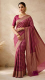Magenta Color Pure Banarasi Handloom Khaddi Georgette Saree- Antique Zari